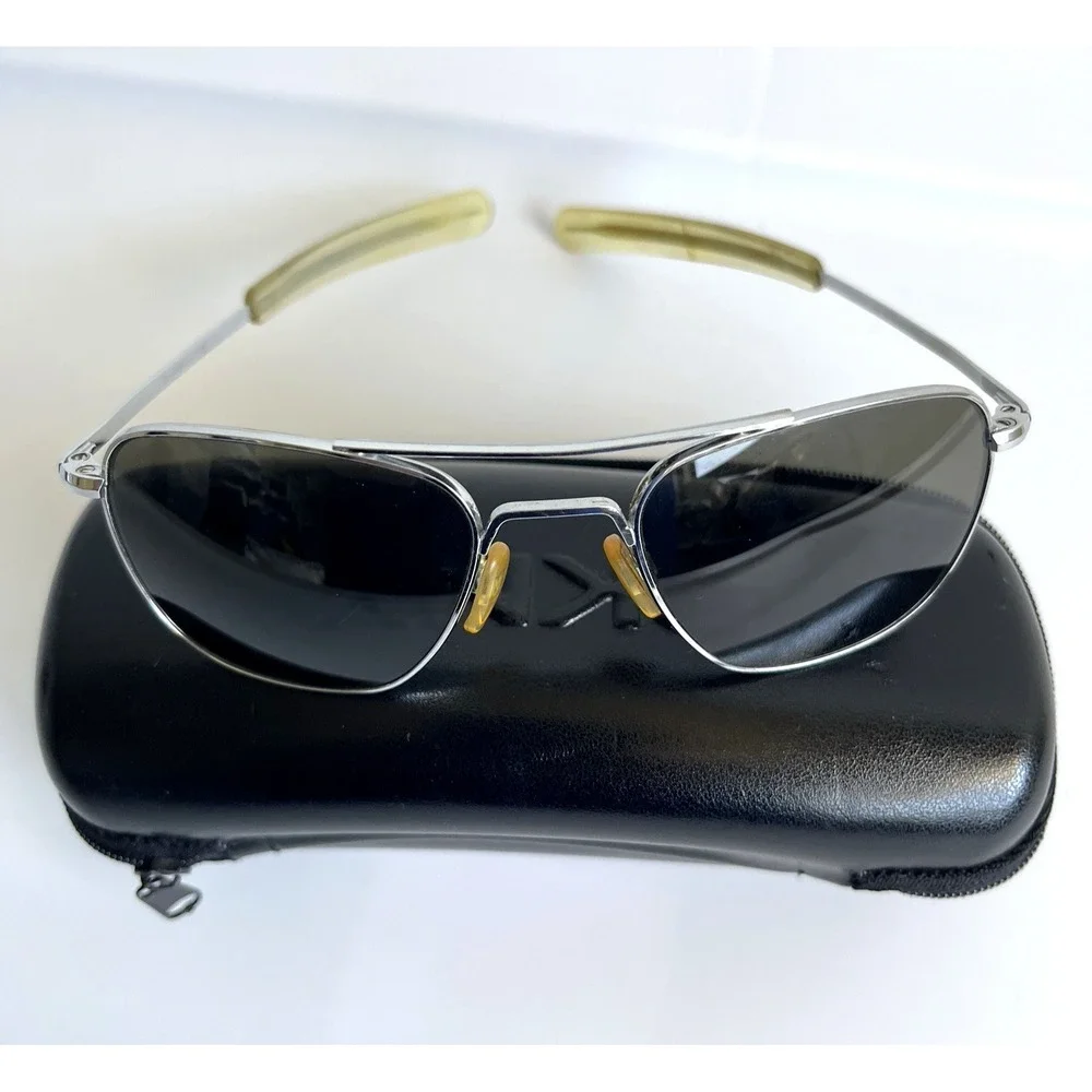 Vintage RANDOLPH ENGINEERING AF 52-20 Silver Gray Aviator Pilot Sunglasses 5 1/2